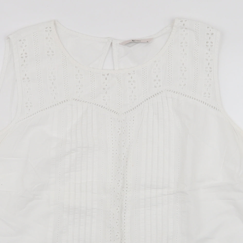 TU Womens White  100% Cotton Basic Blouse Size 22 Round Neck