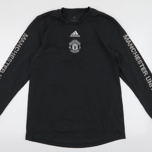 adidas Mens Grey  Polyester  T-Shirt Size L Round Neck  - Manchester united Football