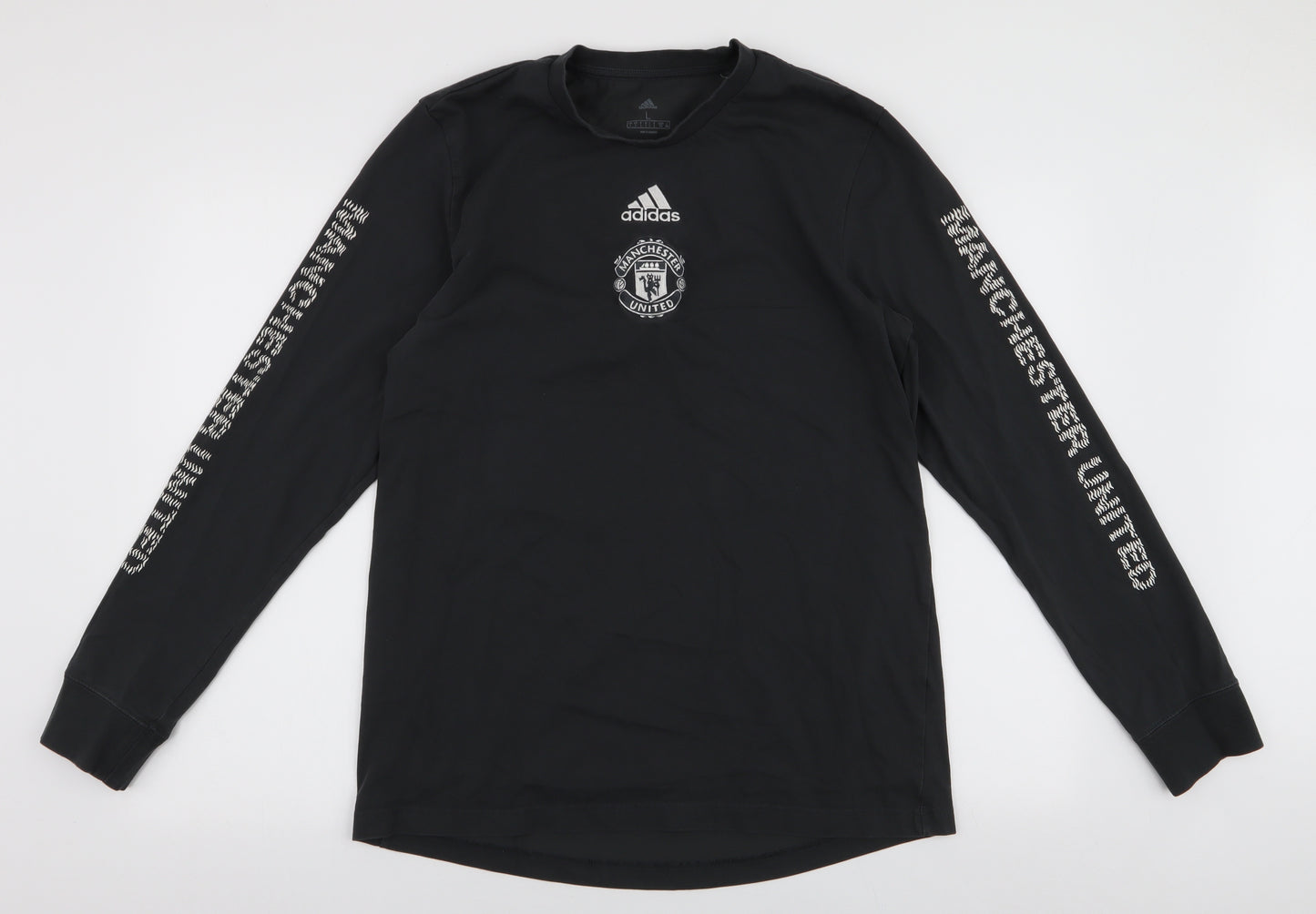adidas Mens Grey  Polyester  T-Shirt Size L Round Neck  - Manchester united Football
