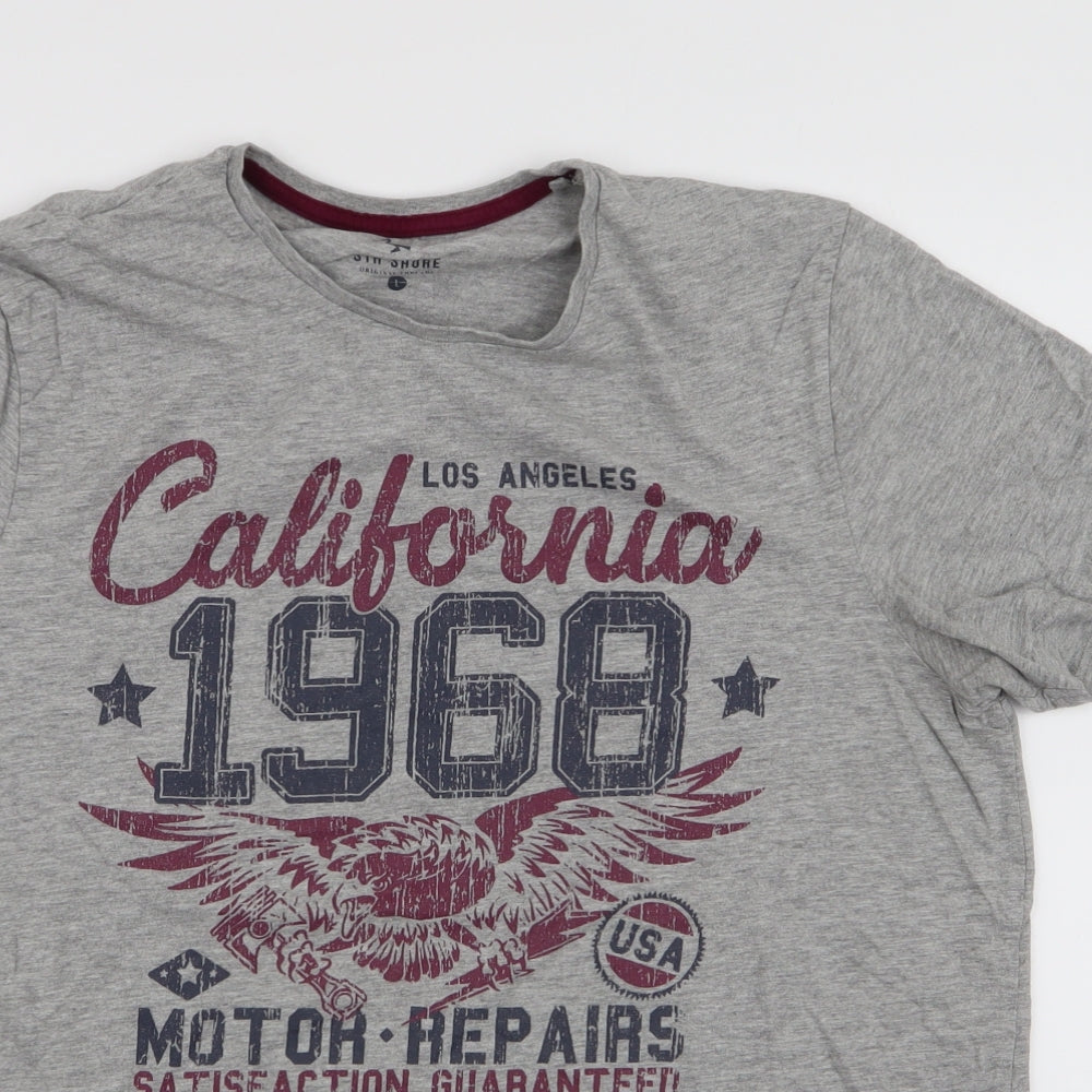 South Shore Mens Grey  Polyester  T-Shirt Size L Round Neck