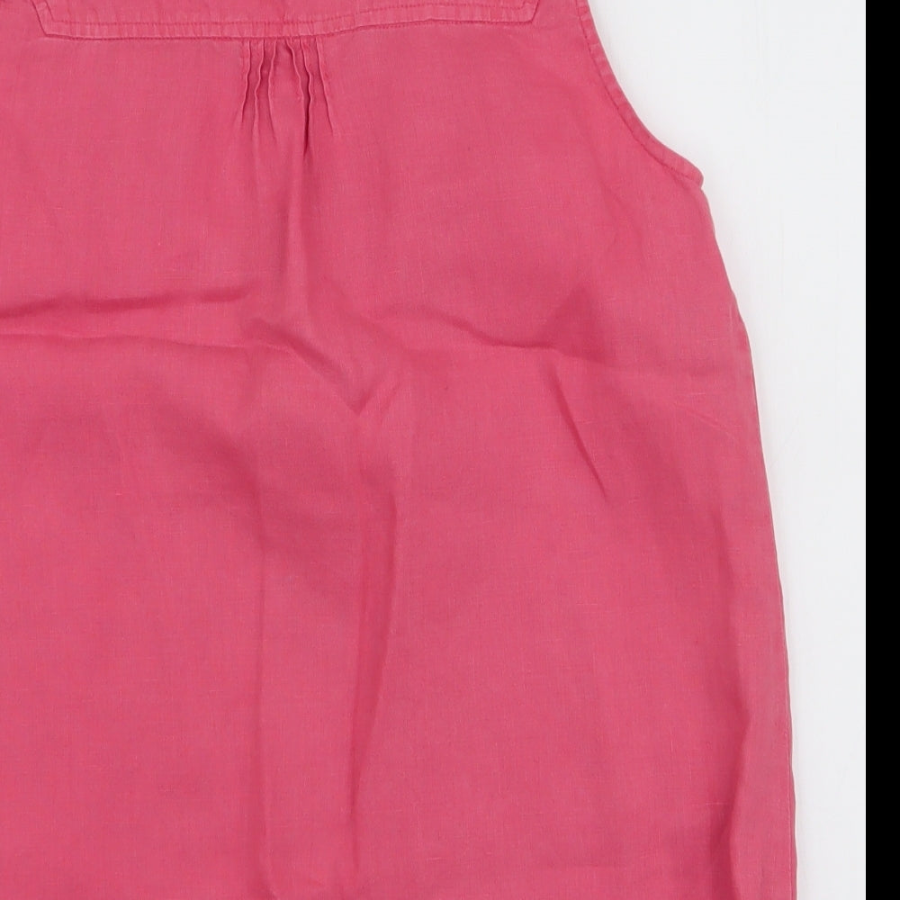 TU Womens Pink  Linen Basic Blouse Size 10 Round Neck