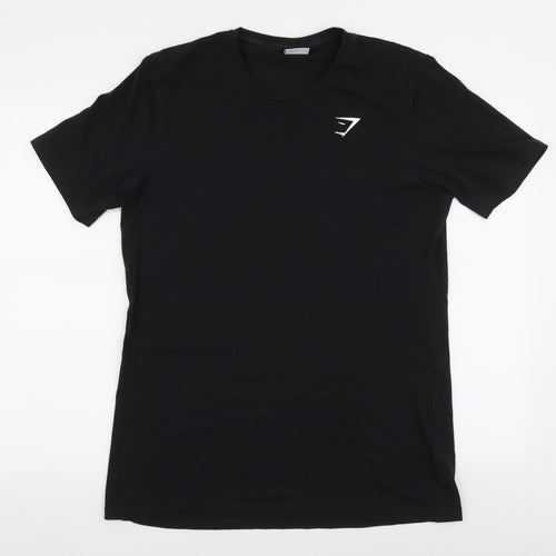 Gymshark Mens Black  Cotton  T-Shirt Size L Round Neck
