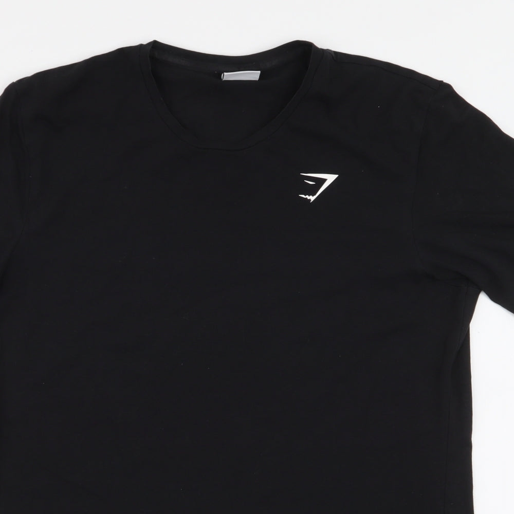 Gymshark Mens Black  Cotton  T-Shirt Size L Round Neck