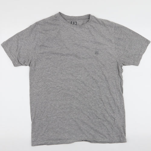 Police Mens Grey  Cotton  T-Shirt Size L Round Neck