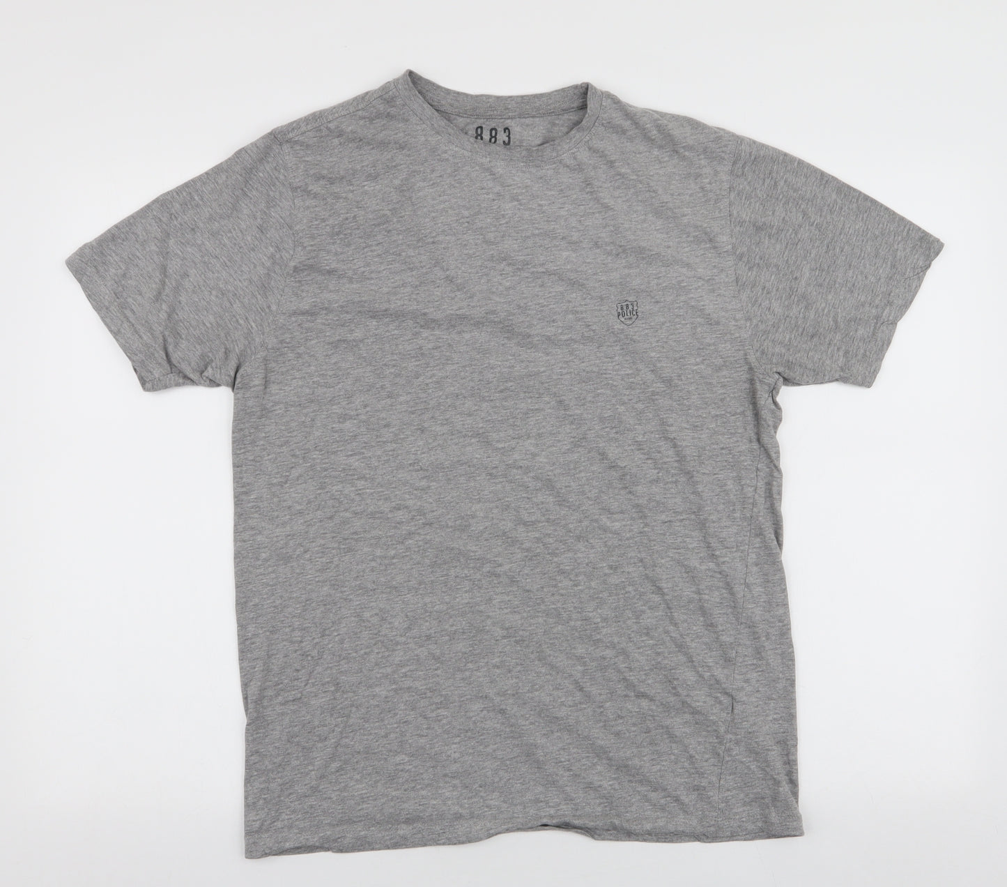 Police Mens Grey  Cotton  T-Shirt Size L Round Neck