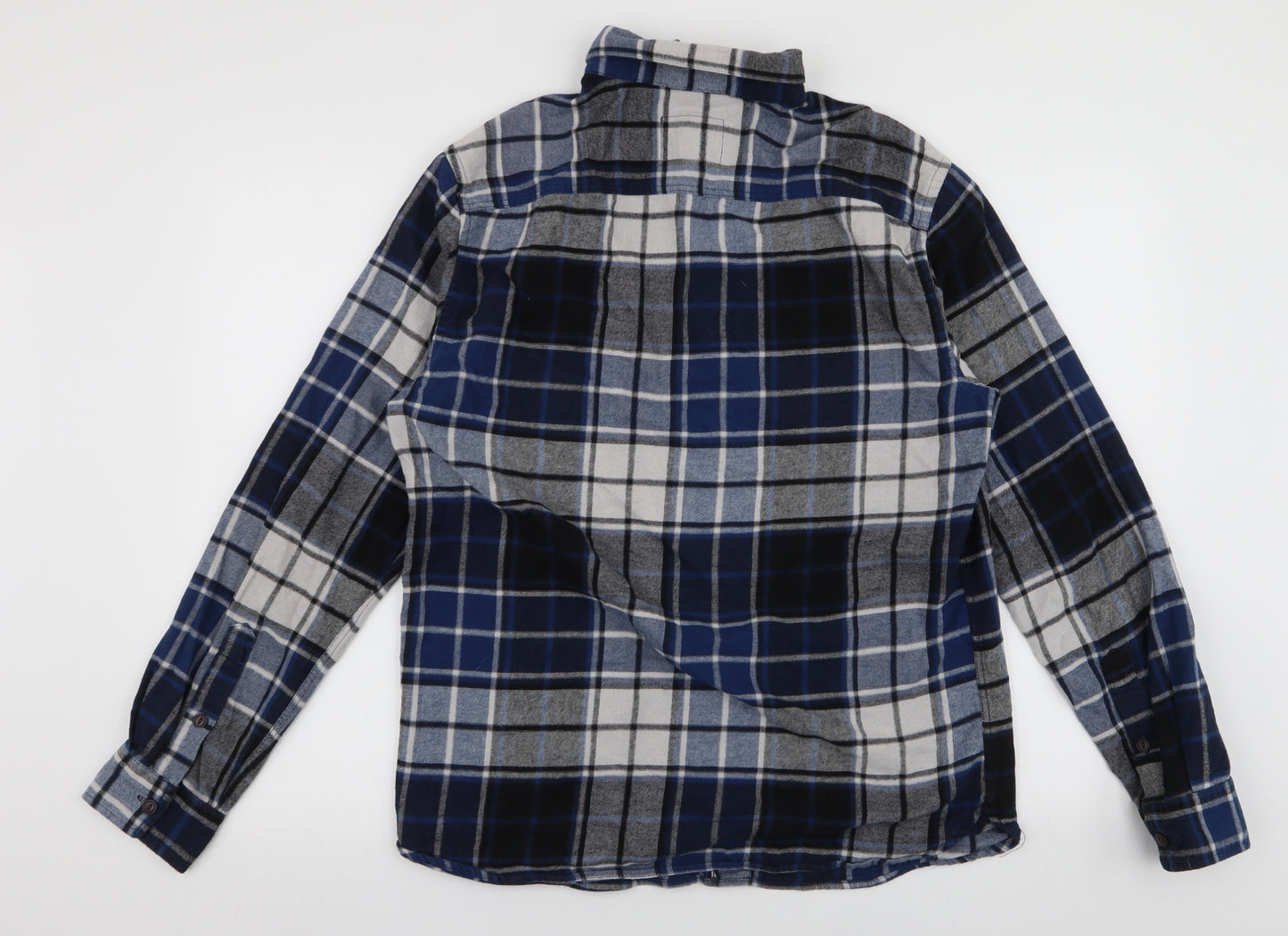 Howick Mens Blue Plaid Cotton  Button-Up Size M Collared Button