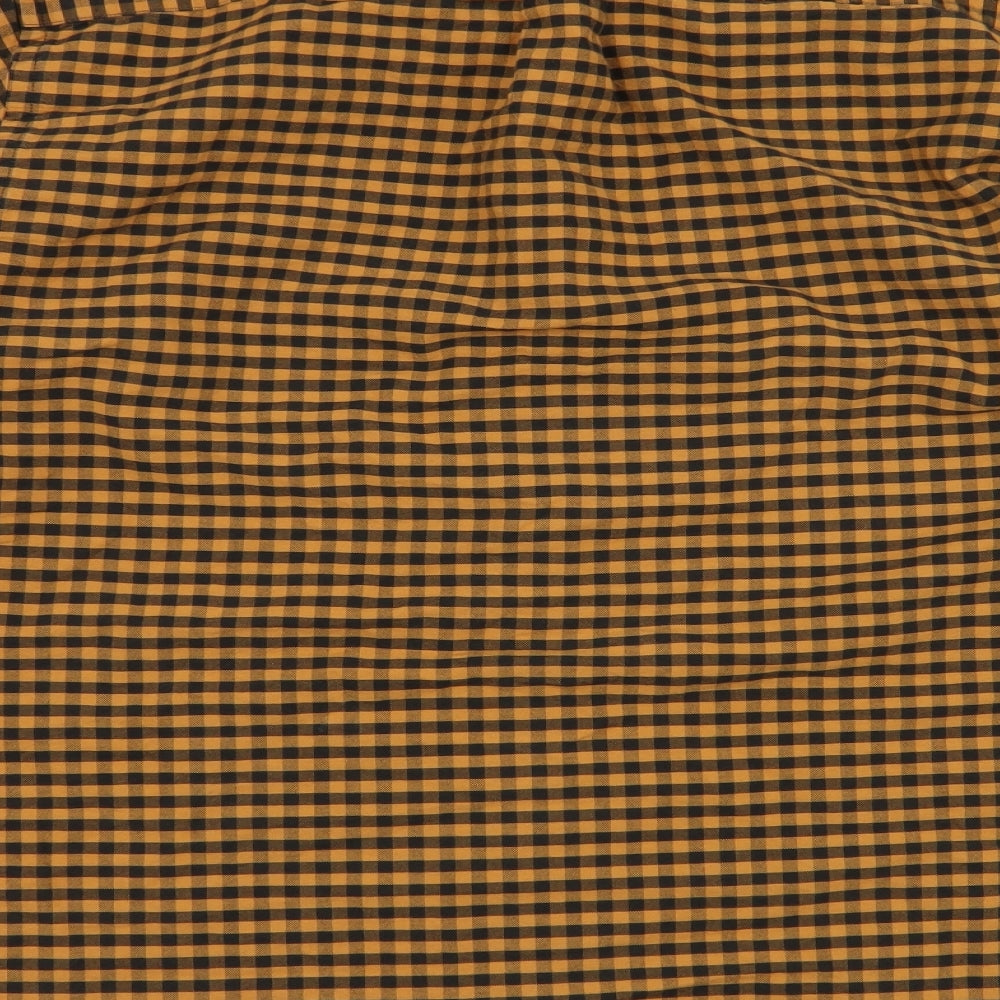 H&M Mens Yellow Plaid Cotton  Button-Up Size M Collared Button