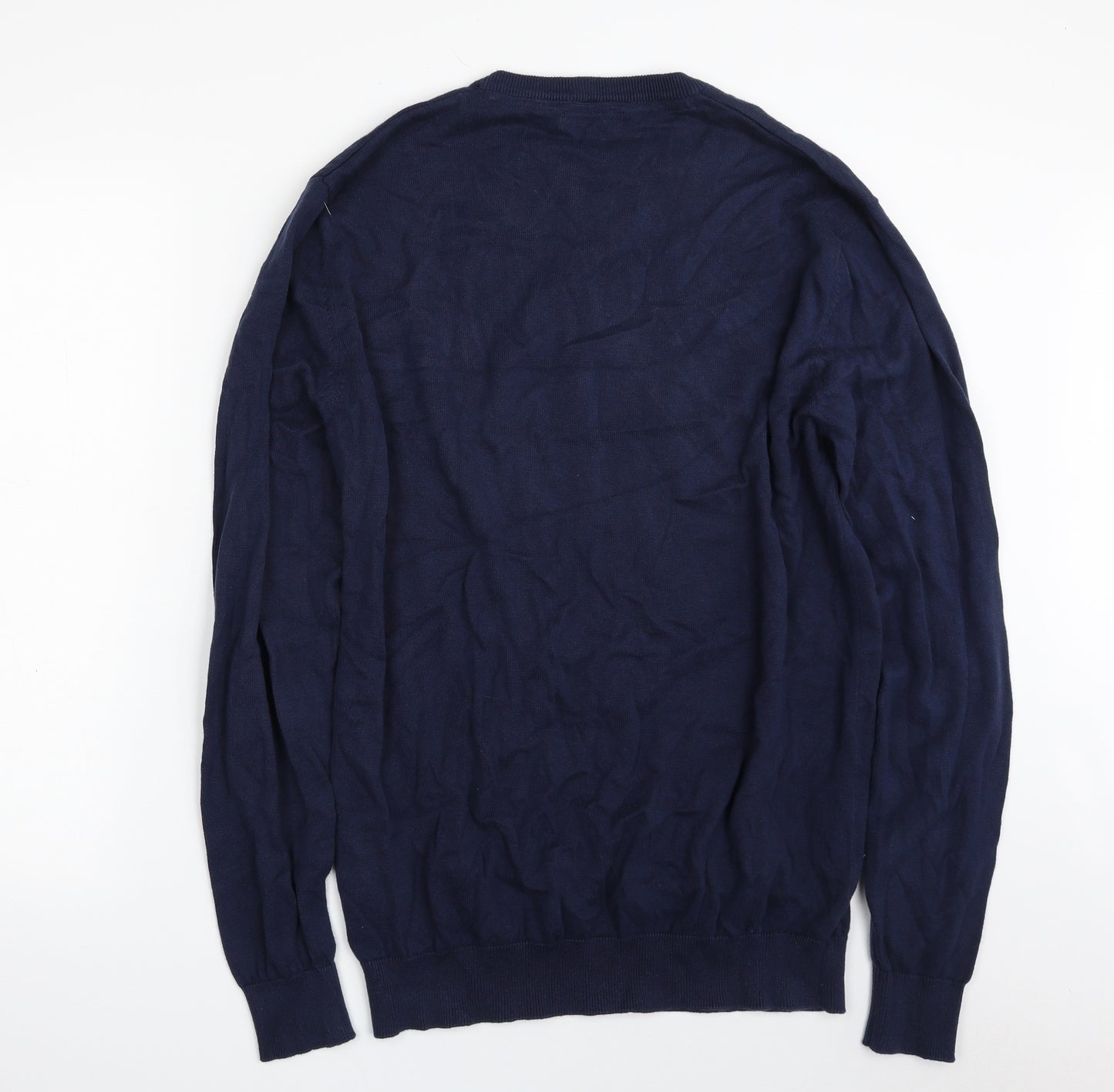 Jacamo Mens Blue Crew Neck  Cotton Pullover Jumper Size L