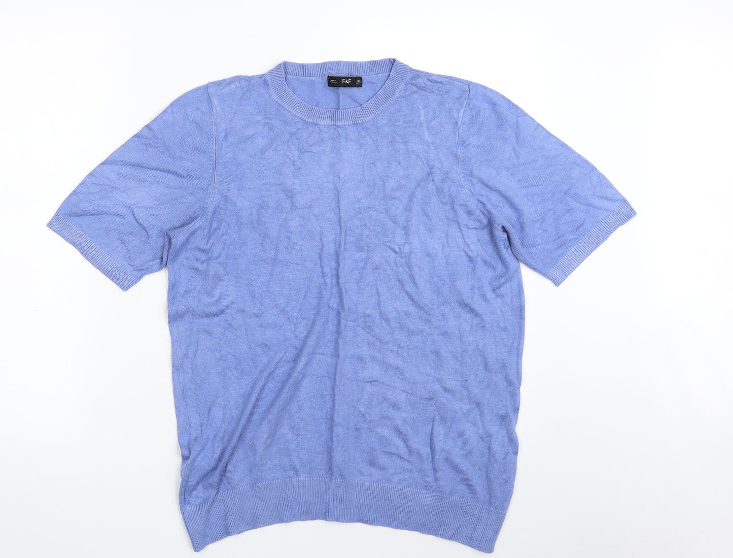 F&F Womens Blue Crew Neck  Viscose Pullover Jumper Size 16