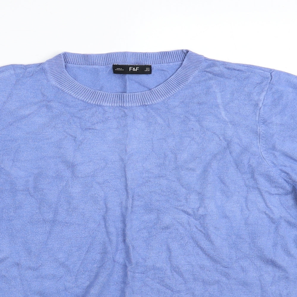 F&F Womens Blue Crew Neck  Viscose Pullover Jumper Size 16