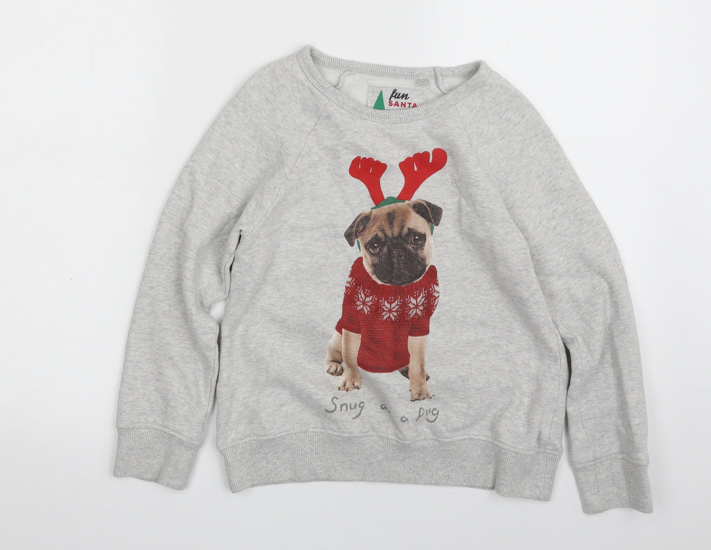 NEXT Girls Grey  Cotton Pullover Sweatshirt Size 10 Years  Pullover - Christmas
