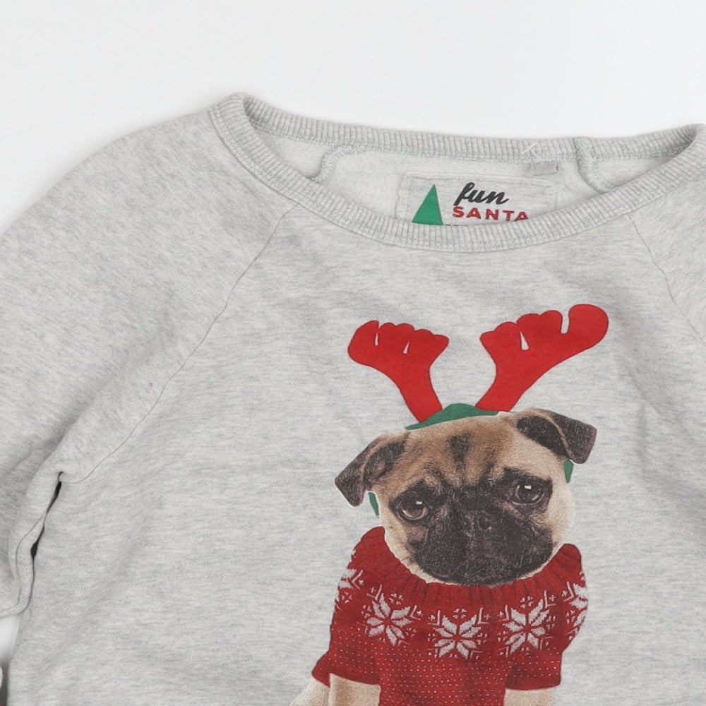 NEXT Girls Grey  Cotton Pullover Sweatshirt Size 10 Years  Pullover - Christmas