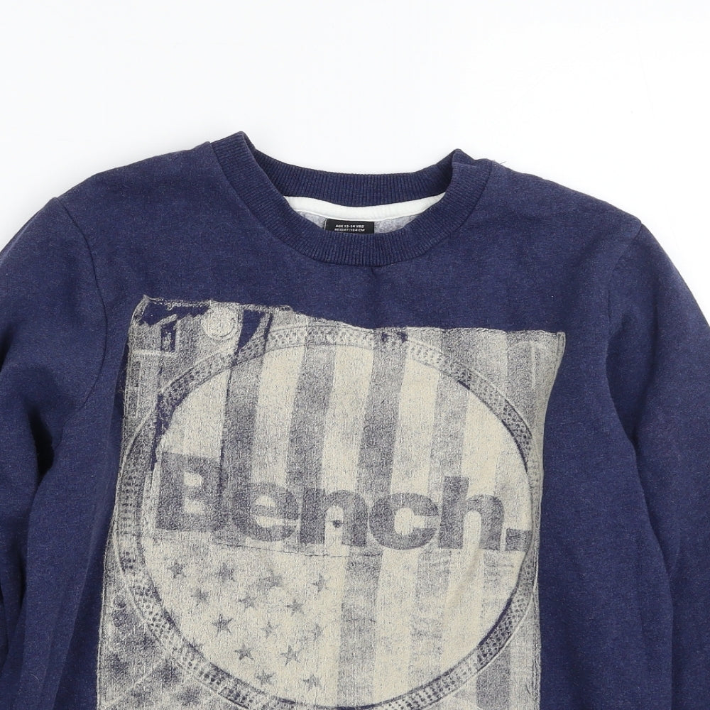 Bench Boys Blue  Cotton Pullover Sweatshirt Size 13-14 Years  Pullover