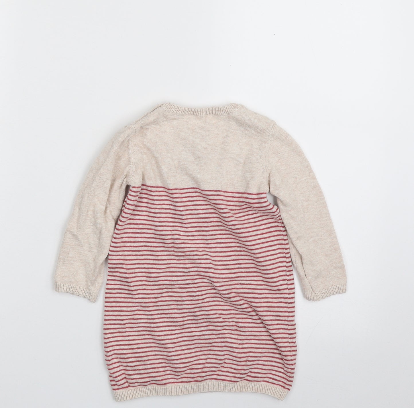 TU Girls Beige Striped 100% Cotton Pullover Jumper Size 12-18 Months  Pullover