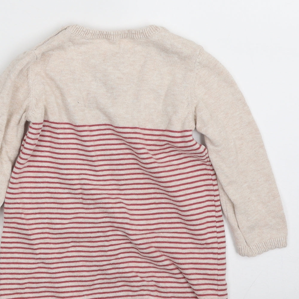 TU Girls Beige Striped 100% Cotton Pullover Jumper Size 12-18 Months  Pullover