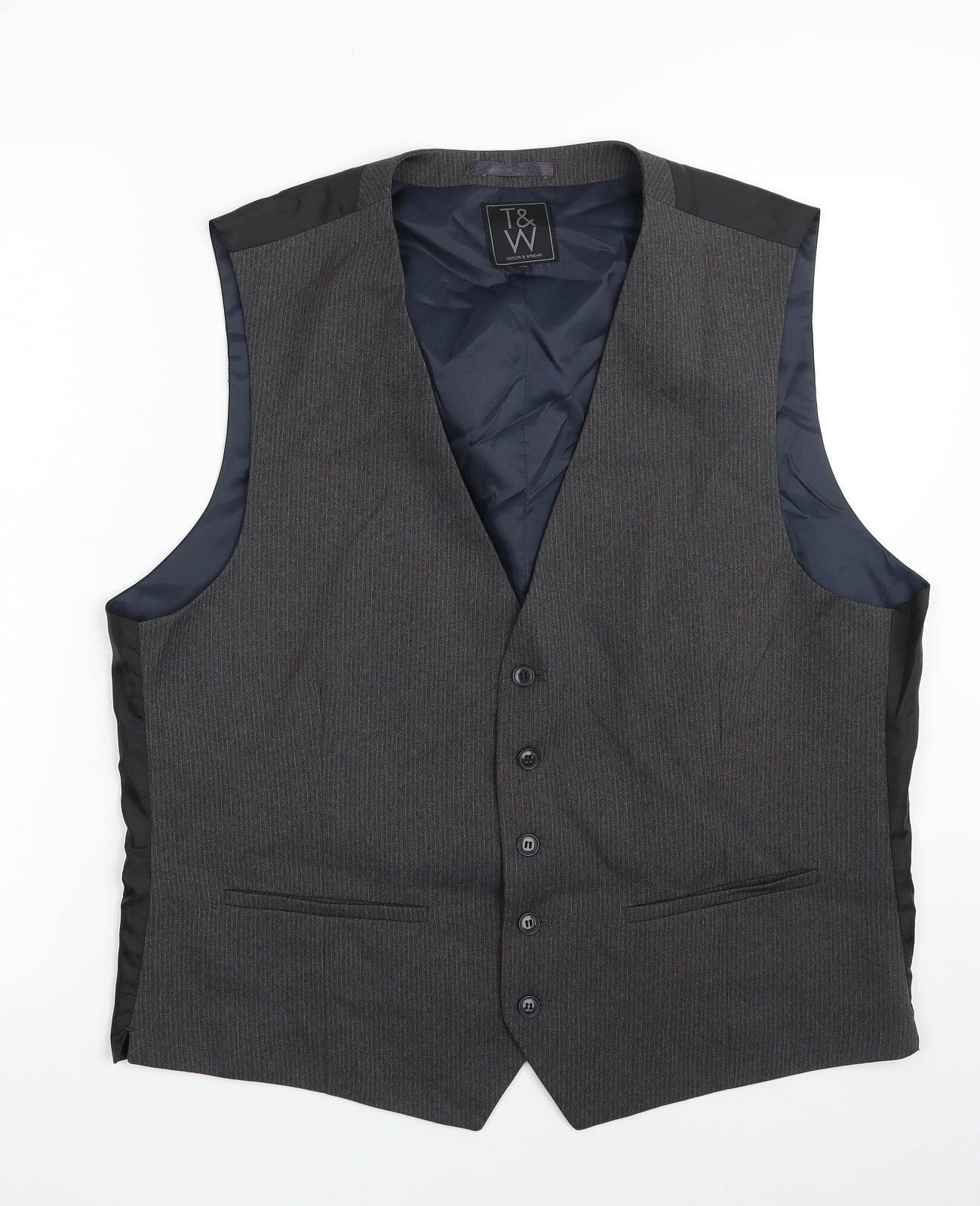 Taylor & Wright Mens Grey Striped  Jacket Waistcoat Size XL  Button