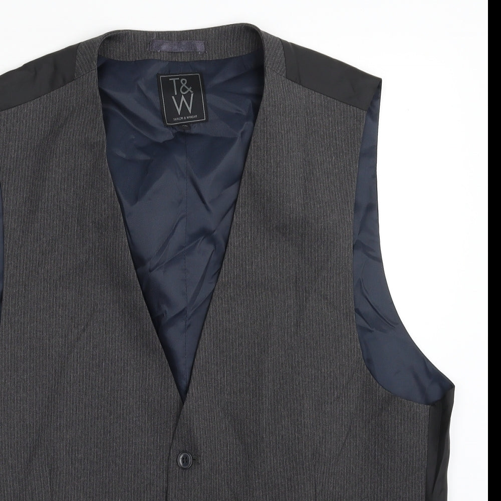 Taylor & Wright Mens Grey Striped  Jacket Waistcoat Size XL  Button