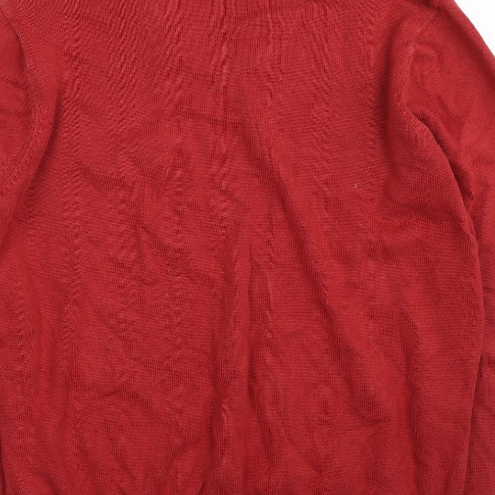 Blue Harbour Mens Red V-Neck  Cotton Pullover Jumper Size L