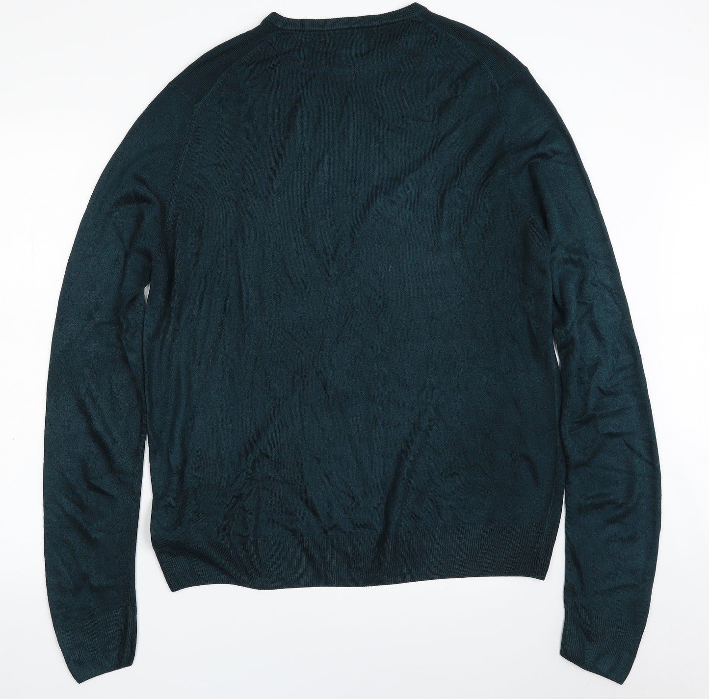 F&F Mens Green Crew Neck  Acrylic Pullover Jumper Size L