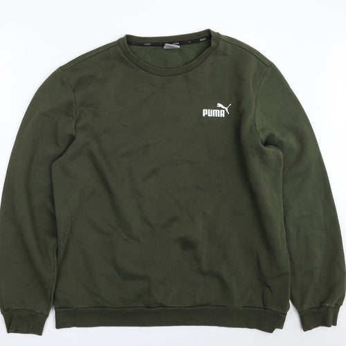 PUMA Mens Green  Cotton Pullover Sweatshirt Size XL