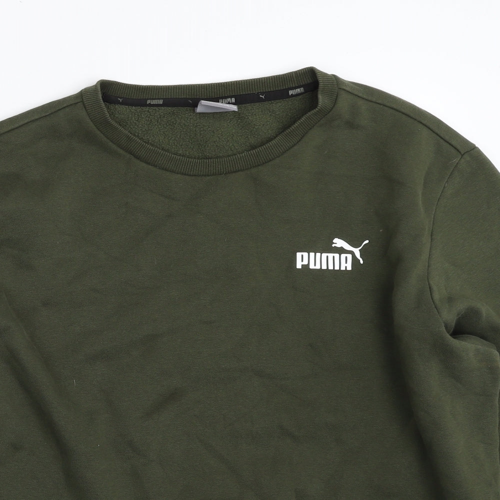 PUMA Mens Green  Cotton Pullover Sweatshirt Size XL