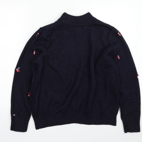 Marks and Spencer Womens Blue High Neck  Cotton Pullover Jumper Size 16