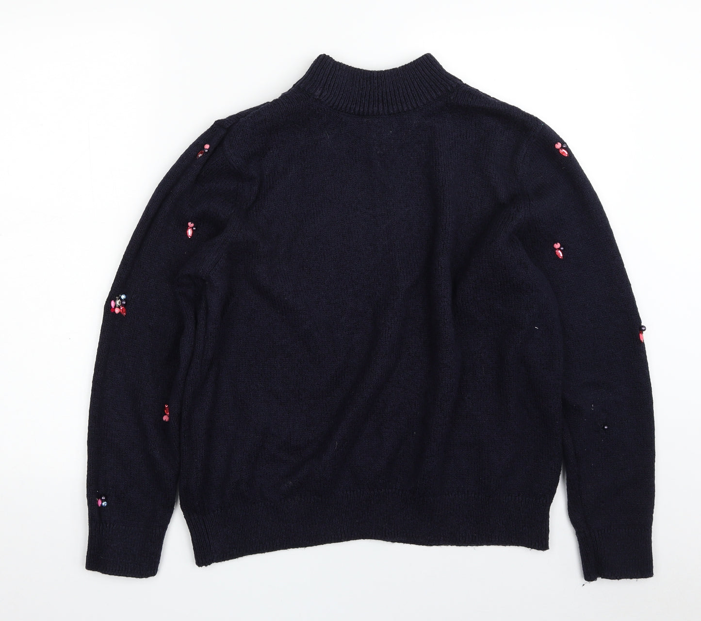 Marks and Spencer Womens Blue High Neck  Cotton Pullover Jumper Size 16