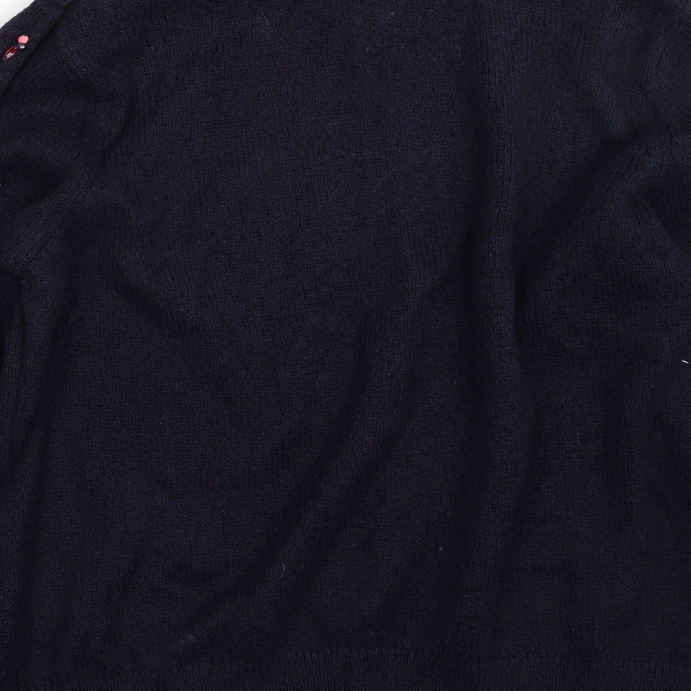 Marks and Spencer Womens Blue High Neck  Cotton Pullover Jumper Size 16