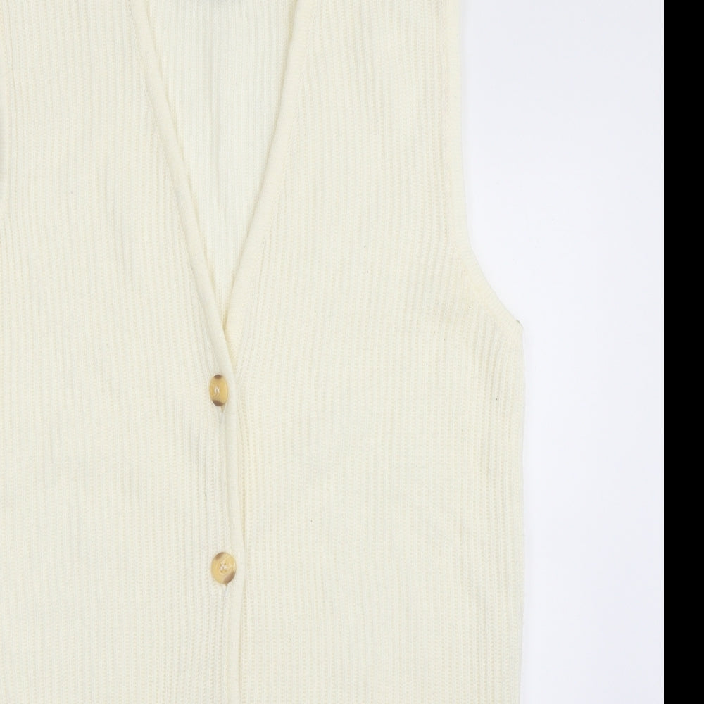 Carolyn Taylor  Womens Ivory V-Neck  Acrylic Vest Jumper Size S   - SIZE S/M