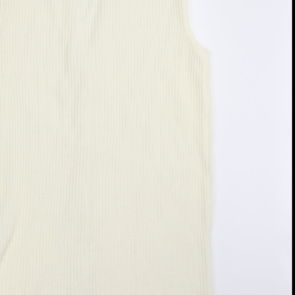 Carolyn Taylor  Womens Ivory V-Neck  Acrylic Vest Jumper Size S   - SIZE S/M