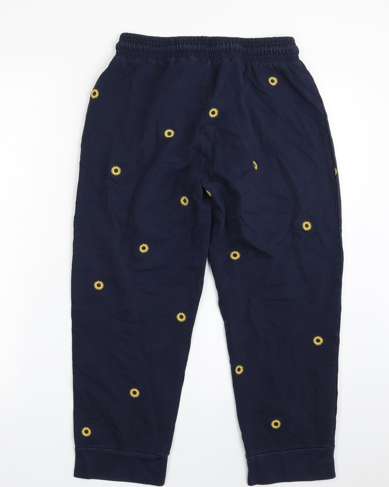 TU Womens Blue Floral 100% Cotton Cropped Leggings Size 10 L22 in   - SUNFLOWER