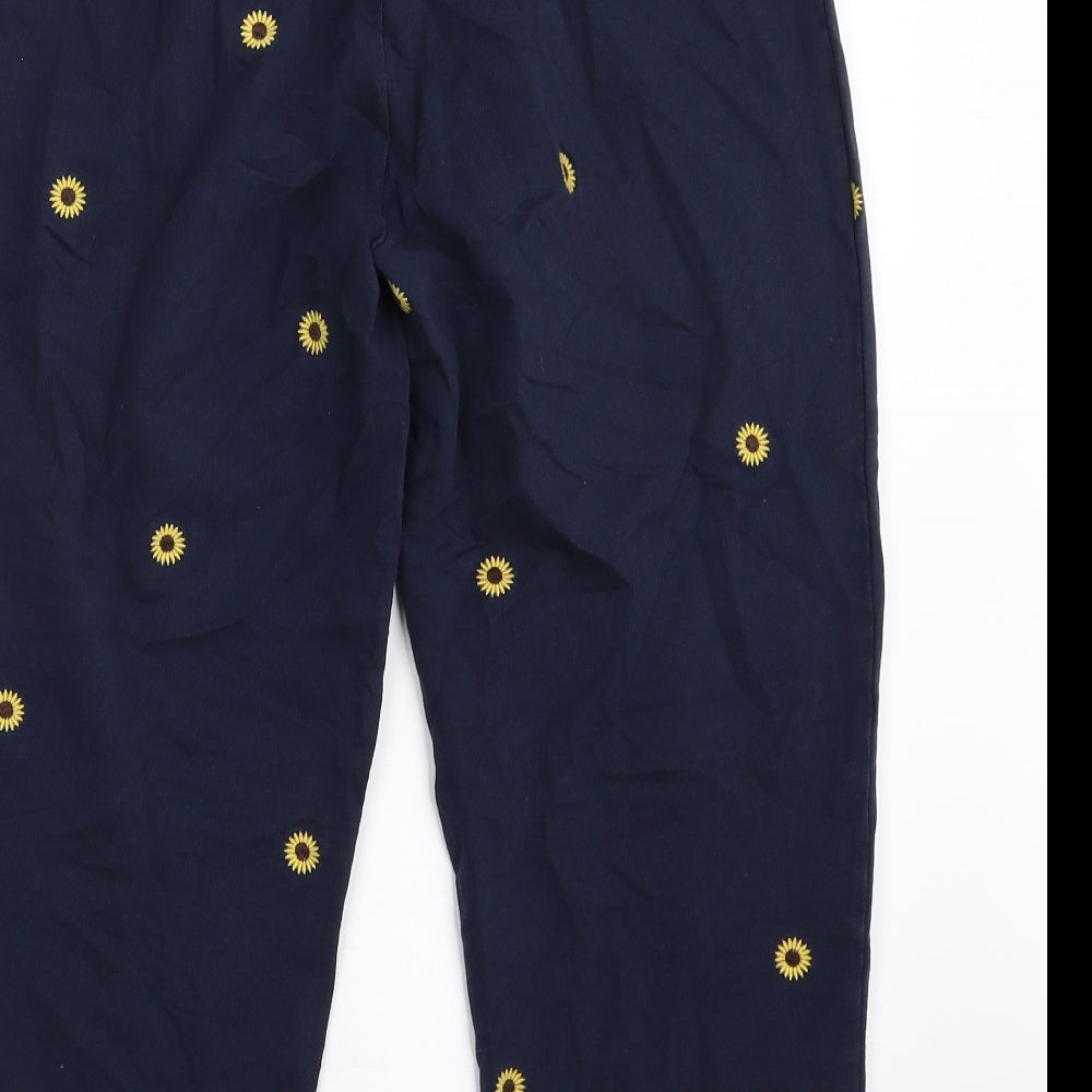 TU Womens Blue Floral 100% Cotton Cropped Leggings Size 10 L22 in   - SUNFLOWER