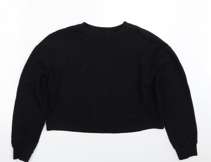 New Look Girls Black Cotton Pullover Sweatshirt Size 12-13 Years Pullover - Cropped