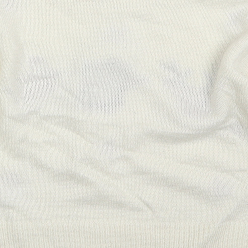F&F Girls Ivory Crew Neck  Acrylic Pullover Jumper Size 5-6 Years  Pullover - Christmas