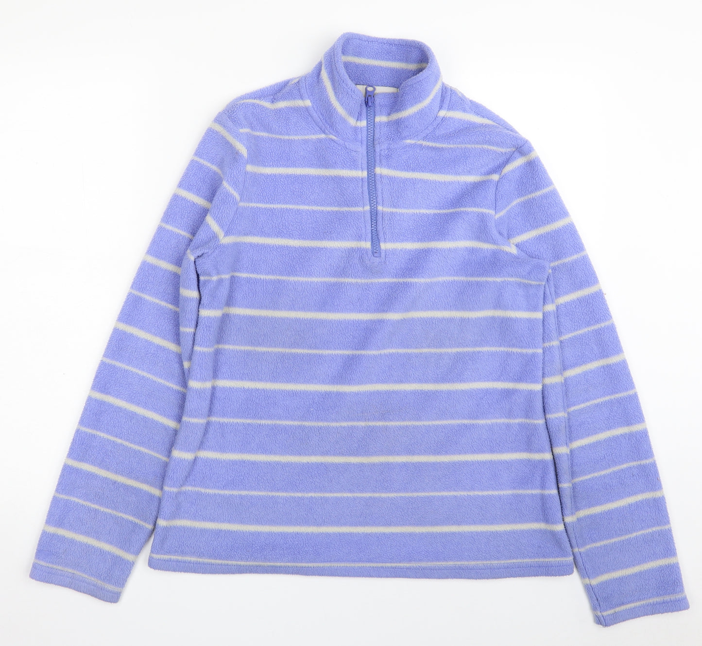 John Lewis Womens Blue Striped 100% Polyester Pullover Sweatshirt Size 12  Zip