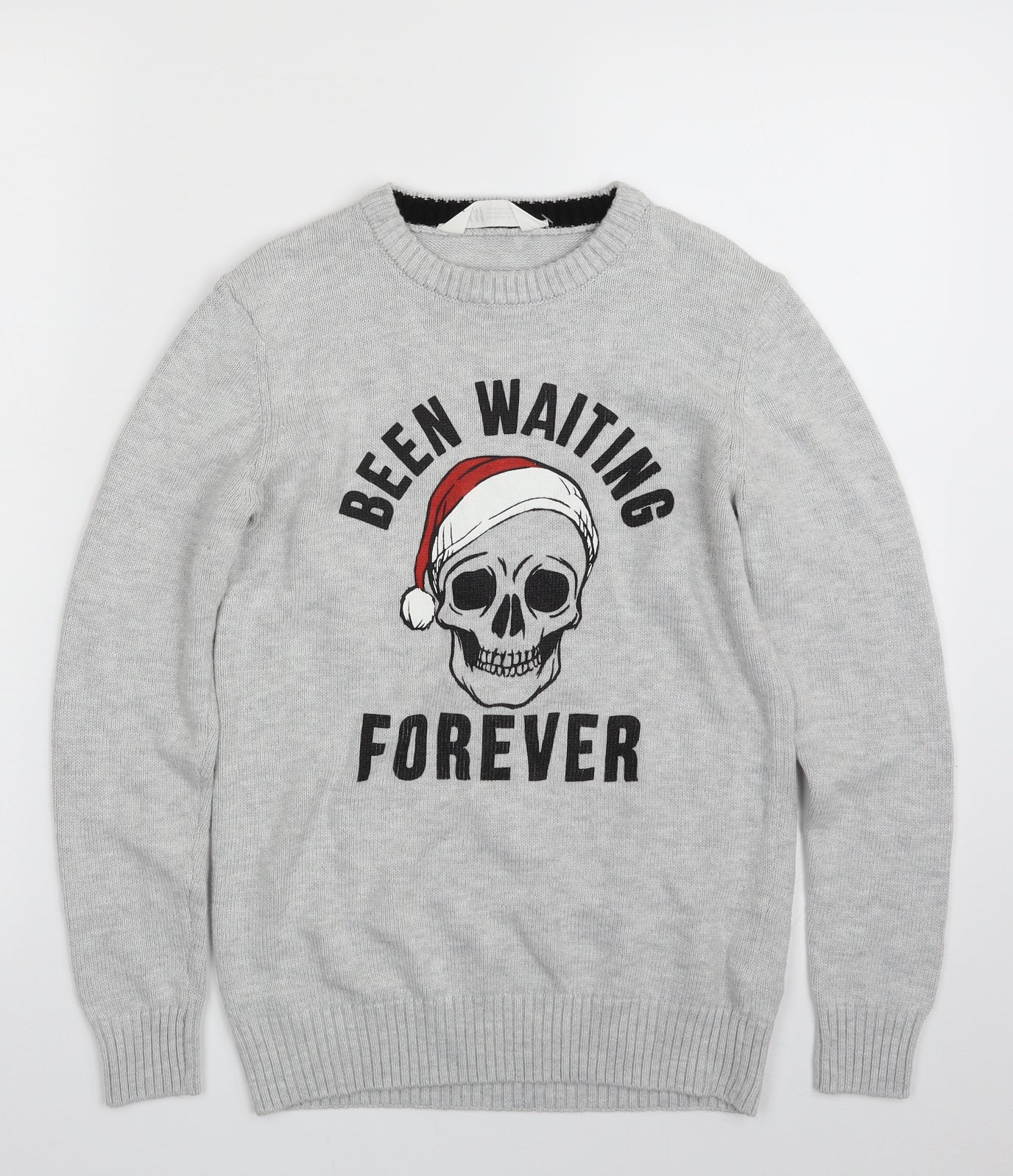 H&M Girls Grey Crew Neck  Cotton Pullover Jumper Size 10-11 Years  Pullover - Christmas