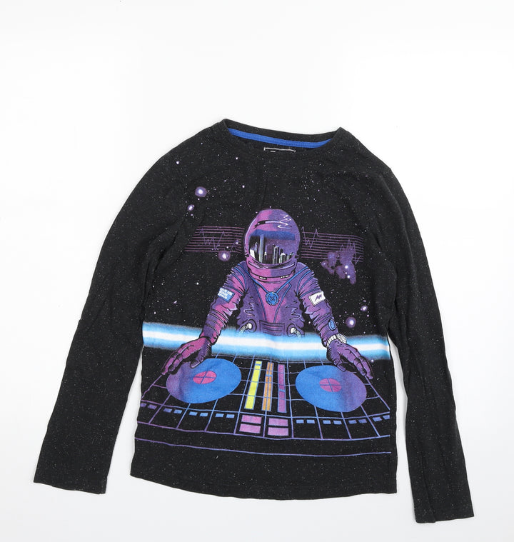 TU Girls Black Spotted Cotton Pullover T-Shirt Size 11 Years Crew Neck Pullover - Disc Jockey
