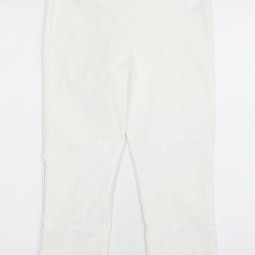 M&Co Womens White  Viscose Capri Trousers Size 10 L23 in Slim