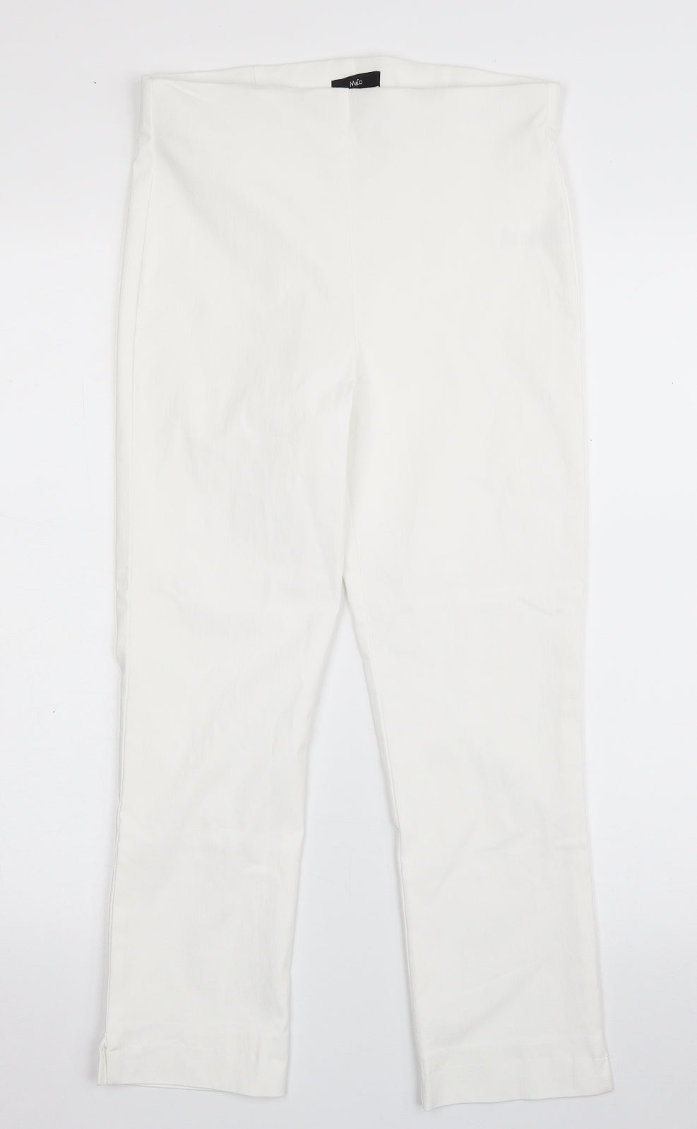 M&Co Womens White  Viscose Capri Trousers Size 10 L23 in Slim