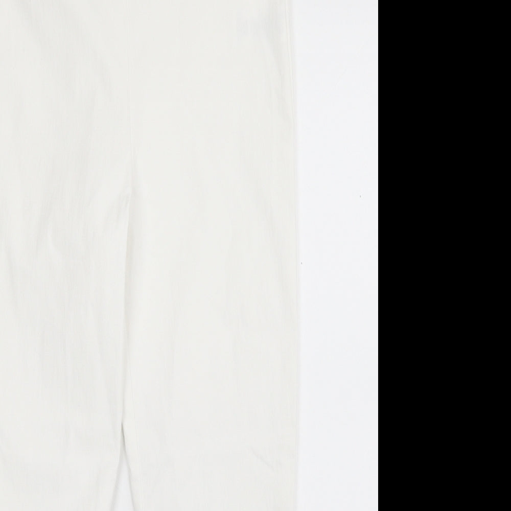 M&Co Womens White  Viscose Capri Trousers Size 10 L23 in Slim