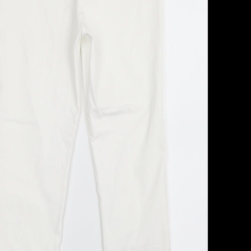M&Co Womens White  Viscose Capri Trousers Size 10 L23 in Slim
