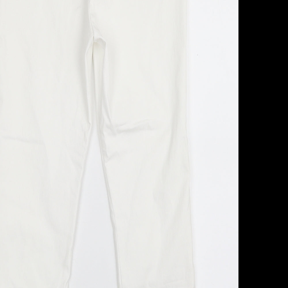 M&Co Womens White  Viscose Capri Trousers Size 10 L23 in Slim
