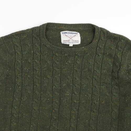 Threadbare Mens Green Crew Neck  Acrylic Pullover Jumper Size L