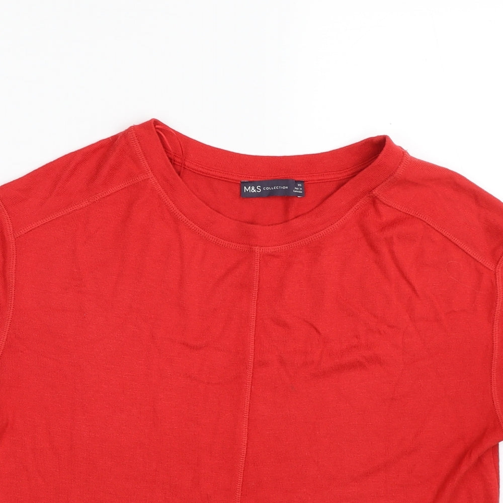 Marks and Spencer Womens Red Crew Neck  Viscose Pullover Jumper Size XS