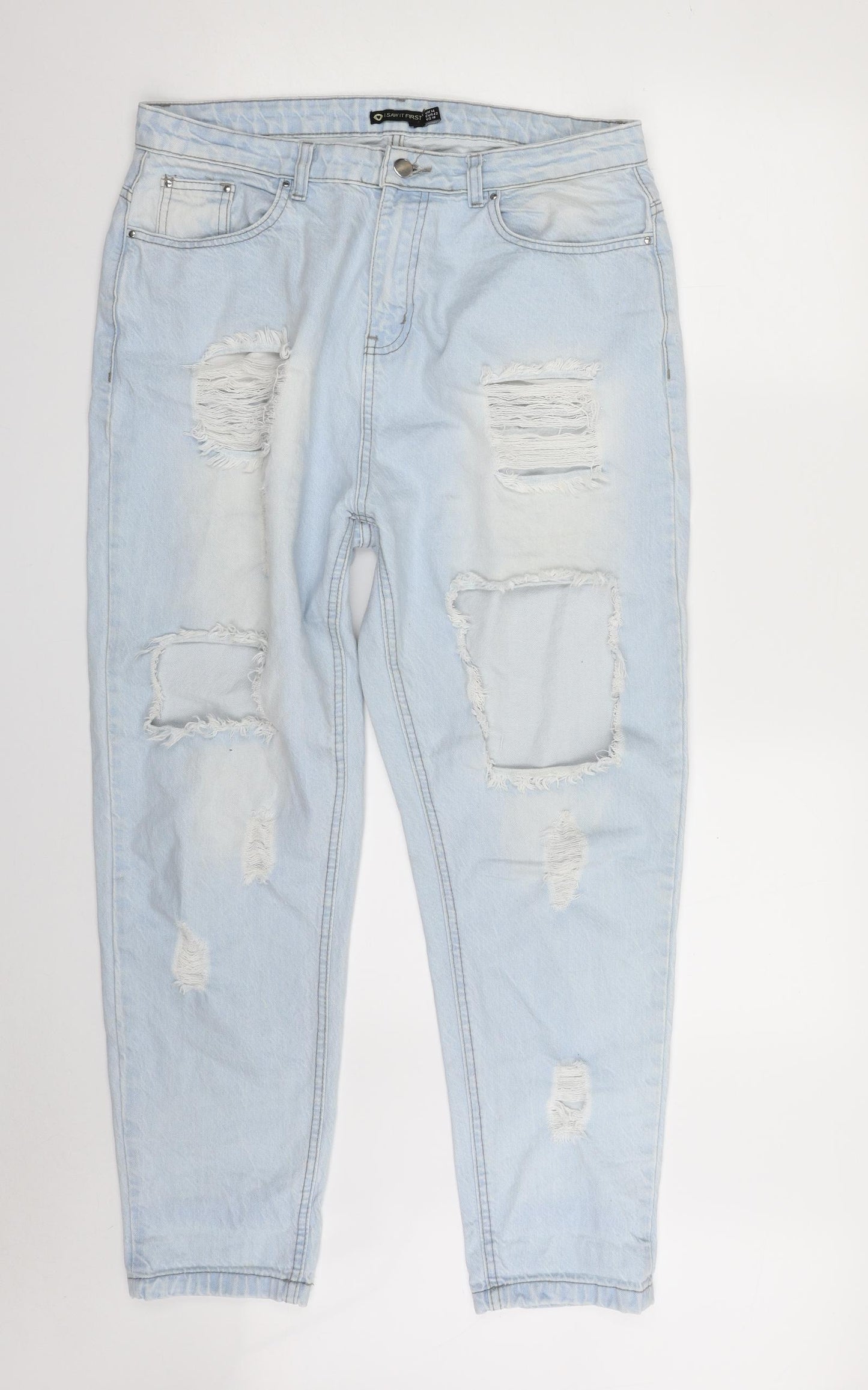 I SAW IT FIRST Womens Blue  100% Cotton Mom Jeans Size 14 L28 in Regular Zip