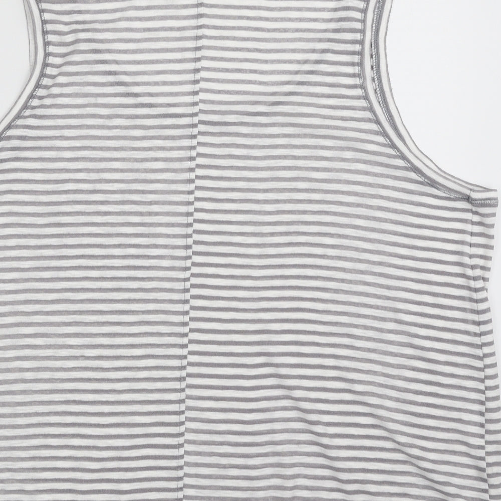 Marks and Spencer Womens Grey Striped Cotton Vest Sweatshirt Size 24  Pullover