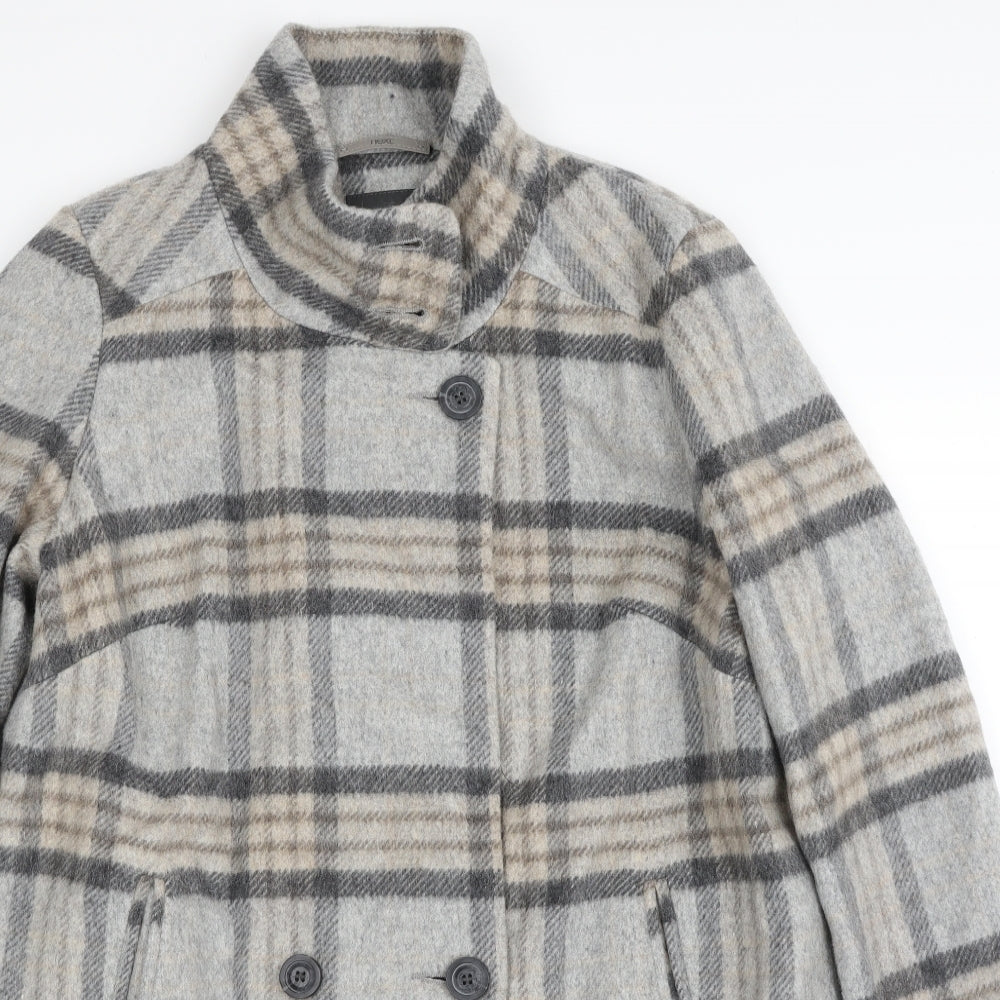 NEXT Womens Grey Plaid  Overcoat Coat Size 12  Button