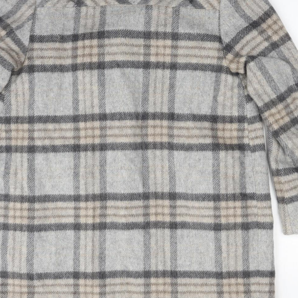 NEXT Womens Grey Plaid  Overcoat Coat Size 12  Button
