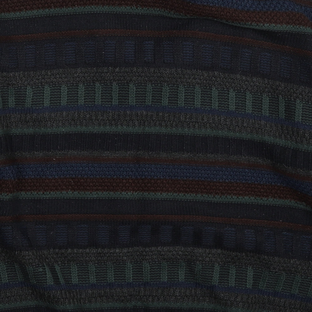 MC Casuals Mens Multicoloured V-Neck Geometric Acrylic Pullover Jumper Size L