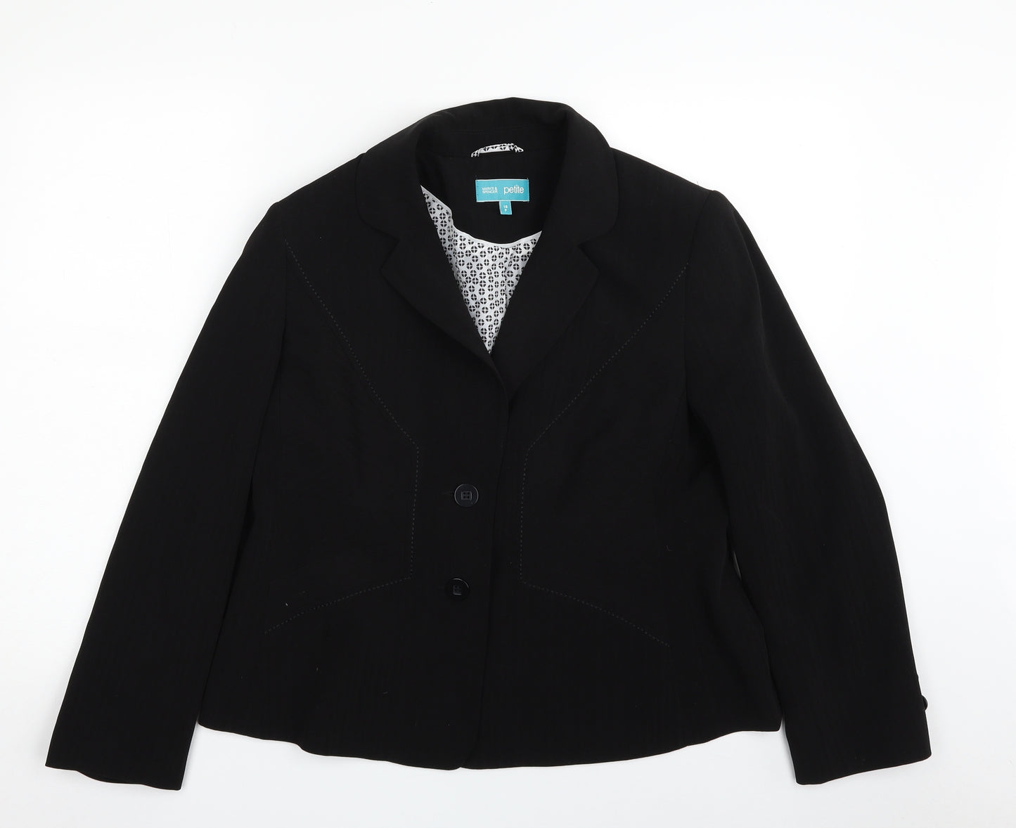 Marks and Spencer Womens Black   Jacket Blazer Size 16  Button